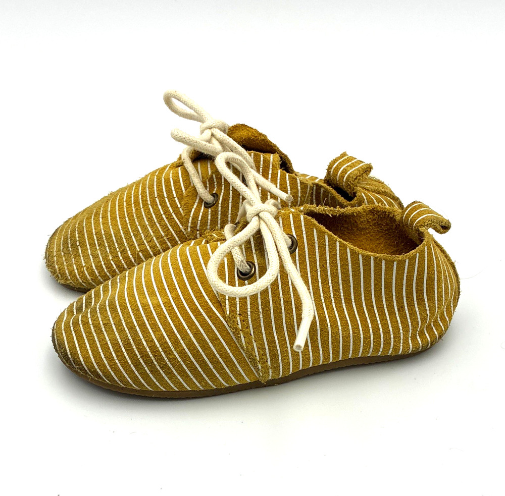 Piper Finn Kids Mustard Yellow White Striped Lace Up Oxford Shoes Size 8